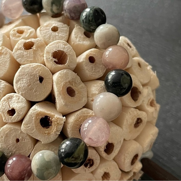 Natural Stone 8mm Boho Bead Bracelet 7 Inches - Tourmaline Jasper Agate - Picture 3 of 10